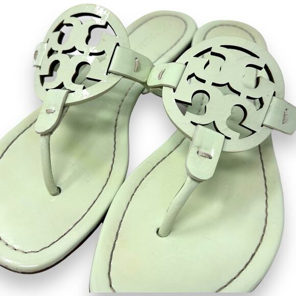 Tory Burch Patent Leather Miller Sandal Meadow Mist Pastel Green 7 Women’s - Picture 4 of 14